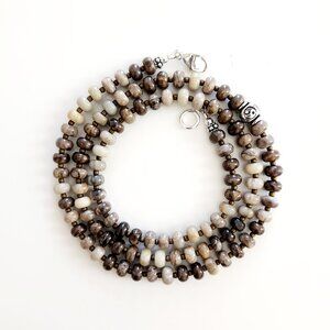 Unisex SILVER LEAF AGATE GEMSTONE NECKLACE--24"